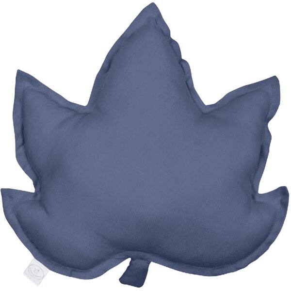 Cotton & Sweets Ľanový vankúš javorový list modrá 43×43 cm