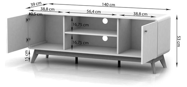 TV stolík v dekore duba v prírodnej farbe 140x53 cm Cassie - Støraa
