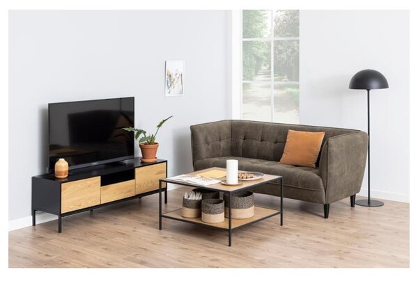TV stolík v dekore duba v čierno-prírodnej farbe 140x45 cm Seaford – Actona