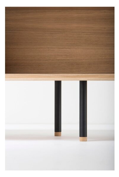 TV stolík z dubového dreva v čierno-prírodnej farbe 180x64 cm Fina – Gazzda
