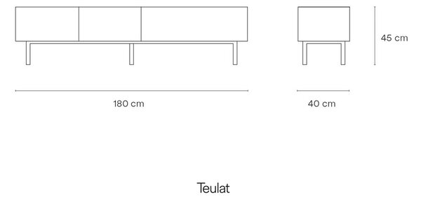 Biely/v prírodnej farbe TV stolík v dekore duba 180x45 cm Arista – Teulat