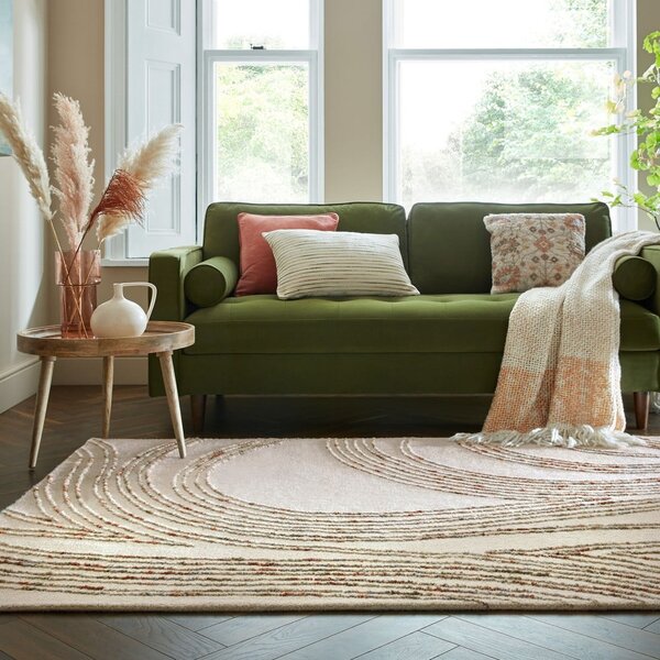 Oranžový/krémovobiely vlnený koberec 120x170 cm Abstract Swirl – Flair Rugs