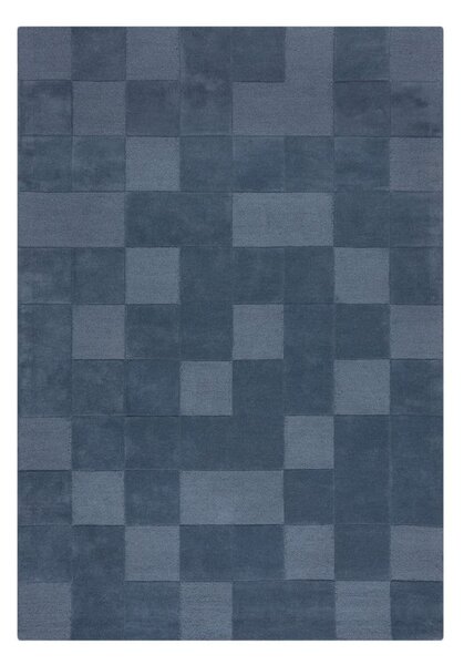 Tmavomodrý ručne tkaný vlnený koberec 160x230 cm Checkerboard – Flair Rugs