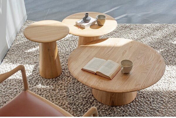 Okrúhly odkladací stolík z dubového dreva ø 40 cm Mushroom – Gazzda