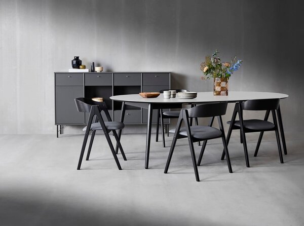 Okrúhly rozkladací jedálenský stôl s bielou doskou a prídavnou doskou ø 135 cm Meza – Hammel Furniture