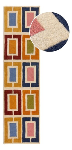 Ručne tkaný vlnený behúň 60x230 cm Retro Blocks – Flair Rugs