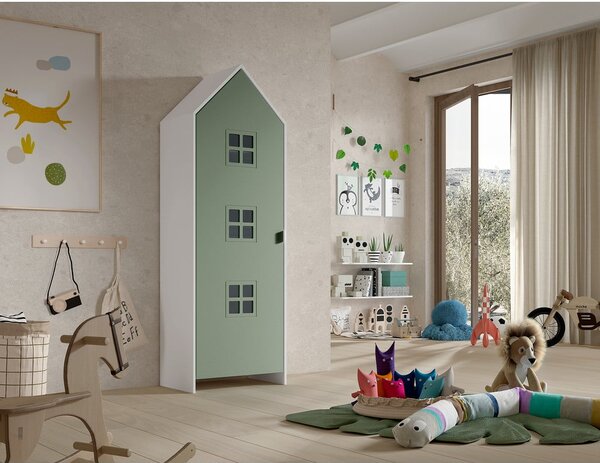 Biela/zelená detská šatníková skriňa 58x172x37 cm Casami Bruges – Vipack
