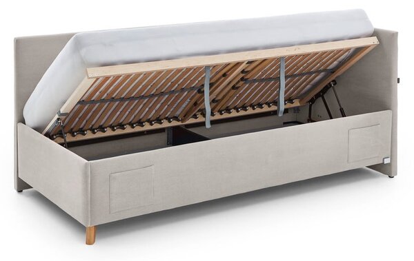 Béžová čalúnená rohová detská posteľ s úložným priestorom s roštom 120x200 cm Cool – Meise Möbel