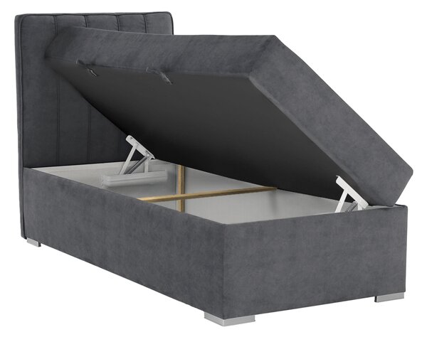 KONDELA Boxspringová posteľ, jednolôžko, sivá, 90x200, ľavá, AMIS