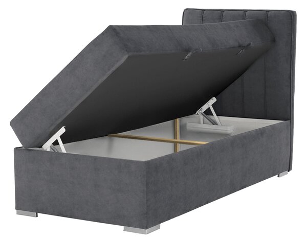 KONDELA Boxspringová posteľ, jednolôžko, sivá, 90x200, pravá, AMIS