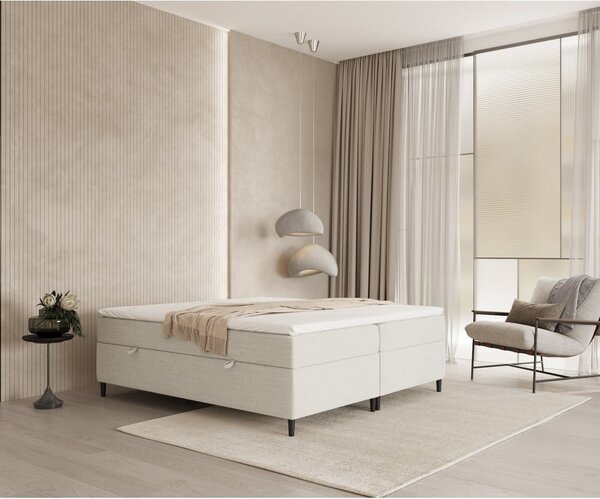 Krémovobiela boxspring posteľ s úložným priestorom 160x200 cm Araya – Maison de Rêve