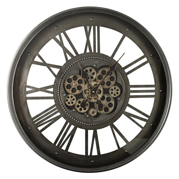 Dekorstudio Retro nástenné hodiny s rímskymi číslicami a pohyblivými ozubenými kolesami