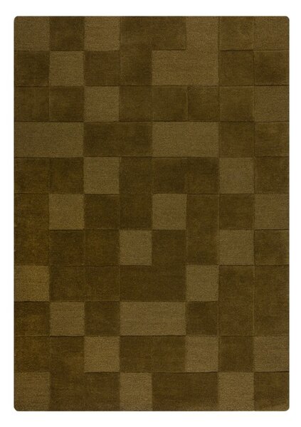 Kaki ručne tkaný vlnený koberec 200x290 cm Checkerboard – Flair Rugs