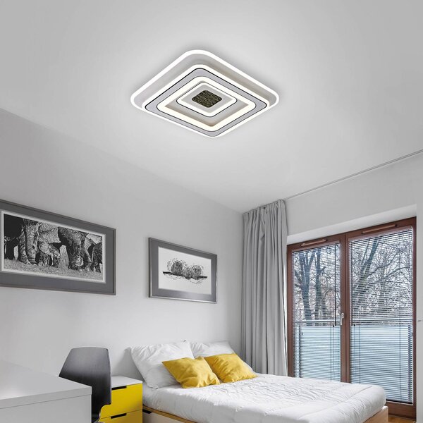 JUST LIGHT. GmbH LED stropné svietidlo Tolago, 49x49 cm, stmievateľné, Biela / opálová, Obývacia izba / jedáleň, Plast, Moderný, Stropné svetlo
