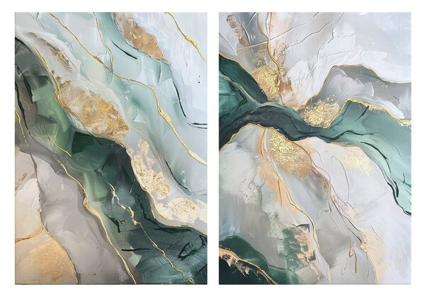Obrazy s ručne maľovanými prvkami v súprave 2 ks 50x70 cm Aventurine – Styler