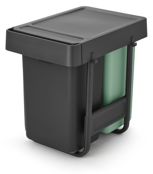 Vstavaný plastový odpadkový kôš na triedený odpad v mentolovo-tmavosivej farbe 30 l Sort&Go – Brabantia