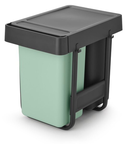 Vstavaný plastový odpadkový kôš na triedený odpad v mentolovo-tmavosivej farbe 30 l Sort&Go – Brabantia