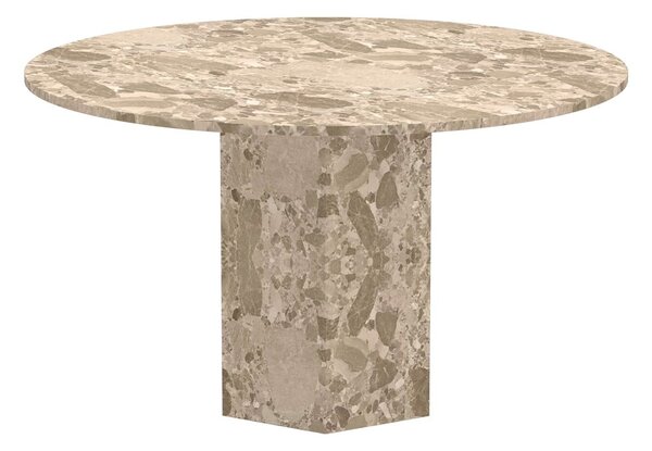 Svetlohnedý mramorový okrúhly jedálenský stôl ø 130 cm Naxos – Actona