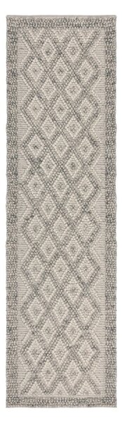 Sivý ručne tkaný behúň s prímesou vlny 60x230 cm Minerals Diamond – Flair Rugs