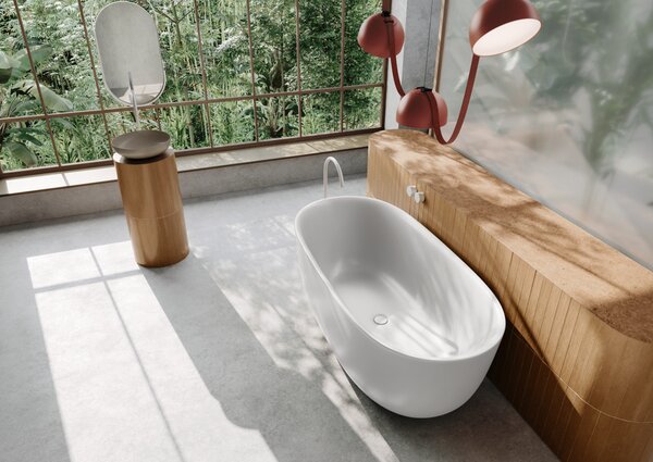 Kaldewei Meisterstück Oyo Duo - Voľne stojaca vaňa 1630x770 mm, s odtokom Klik-Klak a dizajnovým prepadom, alpská biela 205043530001