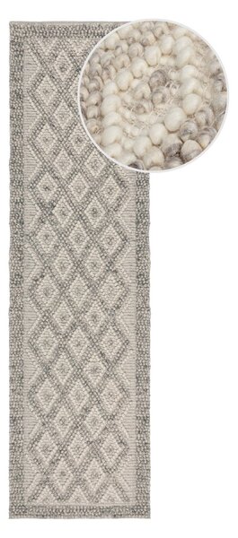 Sivý ručne tkaný behúň s prímesou vlny 60x230 cm Minerals Diamond – Flair Rugs