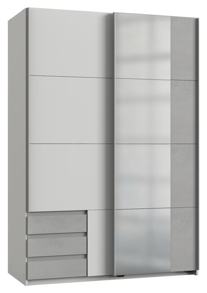 Šatníková skriňa so zrkadlom ERICA sivá/biela, šírka 135 cm