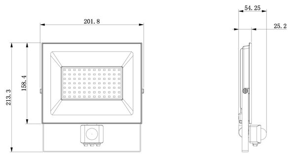 LED reflektor 70W halogén s pohybovým a súmrakovým senzorom - 6300 lm, 4000K, PIR čidlo