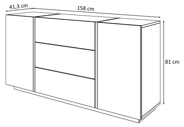 KOMODA SANTINO ČIERNY LESK / ZLATÁ 158 cm