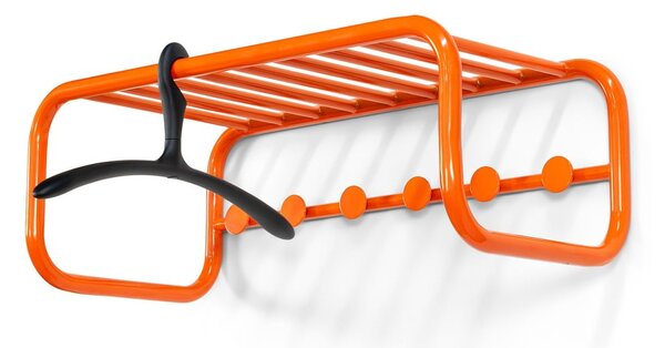 Oranžový kovový nástenný vešiak s poličkou 72 cm Retro – Spinder Design