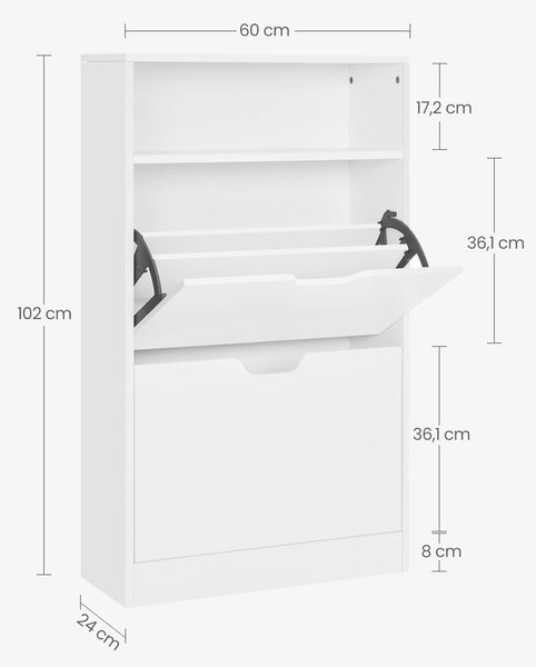 VÝKLOPNÁ SKRINKA NA TOPÁNKY, biela, 60/102/24 cm Boxxx - Online Only drobný nábytok, Online Only