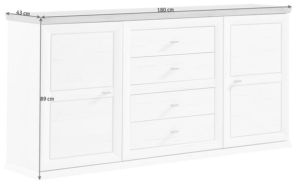 ŠIROKÁ KOMODA, sivá, biela, 180/89/43 cm Hom`in - Komody