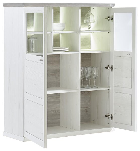 VYSOKÁ KOMODA, sivá, biela, 110,2/134,3/43 cm Hom`in - Komody