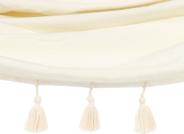 Záhradná hojdacia sieť béžová bavlna a polyester strapce do interiéru a exteriéru boho štýl