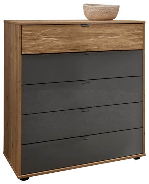 KOMODA, dub, dub bianco, lávovosivá, 80/86/49 cm Dieter Knoll - Komody