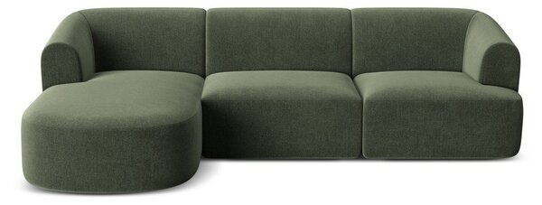 Zelená zamatová rohová pohovka (ľavý roh/s leňoškou) Campi – Cosmopolitan Design
