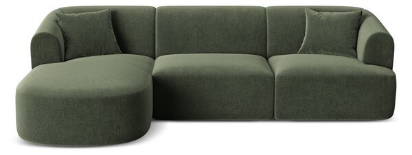 Zelená zamatová rohová pohovka (ľavý roh/s leňoškou) Campi – Cosmopolitan Design