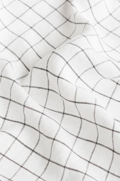 Magic Linen Ľanové prestieradlo Charcoal grid Veľkosť: 160x200x23cm