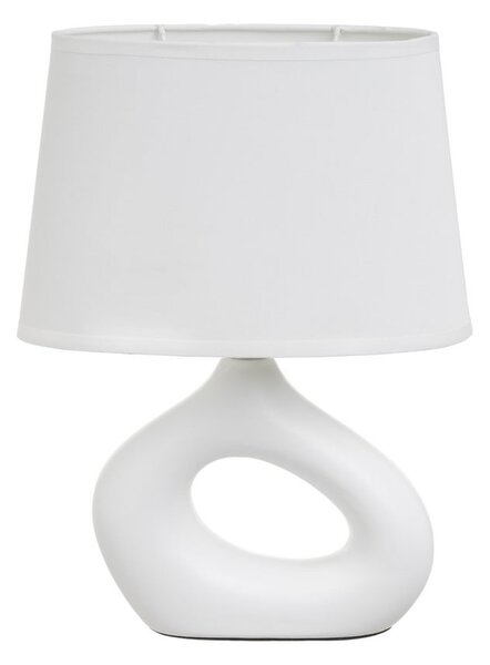 Biela keramická stolová lampa s textilným tienidlom (výška 30 cm) – Casa Selección
