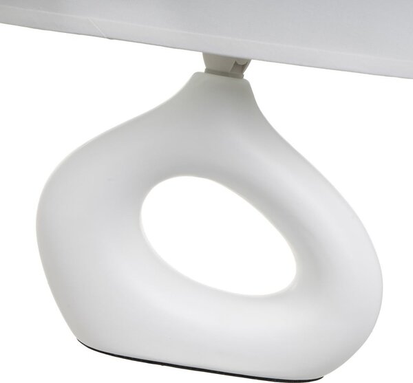 Biela keramická stolová lampa s textilným tienidlom (výška 30 cm) – Casa Selección