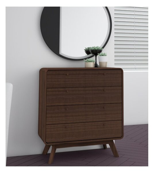 Tmavohnedá vysoká komoda v dekore orecha 80x88 cm Caitlin – Støraa