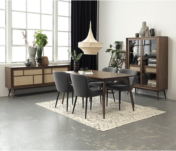 Tmavohnedá vitrína v dekore duba s posuvnými dverami 110x160 cm Barrali – Unique Furniture