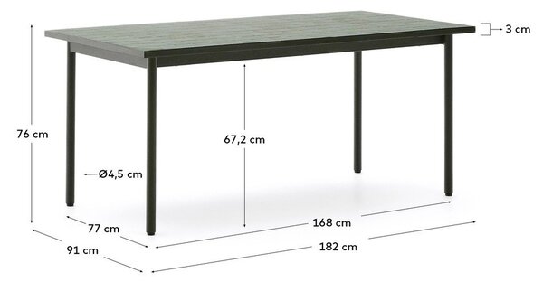 Oceľový záhradný jedálenský stôl 91x182 cm Maurina – Kave Home