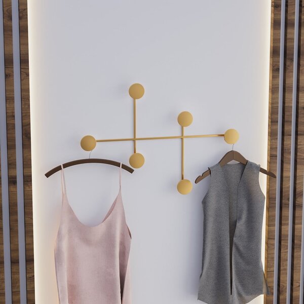 Kovový nástenný vešiak v zlatej farbe Dama-A – Kalune Design
