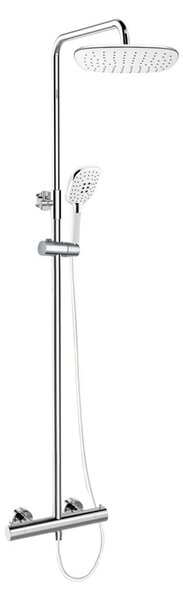 Mereo, Termostatická nástenná sprchová batéria s hadicou, ručnou a tanierovou hranatou sprchou 255x190mm, MER-CB60104TSJ