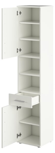 KONDELA Vysoká skrinka, matná biela, LESSY NEW 05