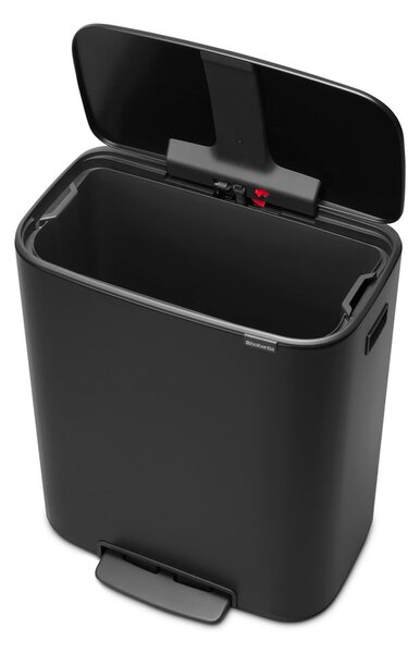 Matne čierny nášľapný oceľový odpadkový kôš 60 l Bo – Brabantia