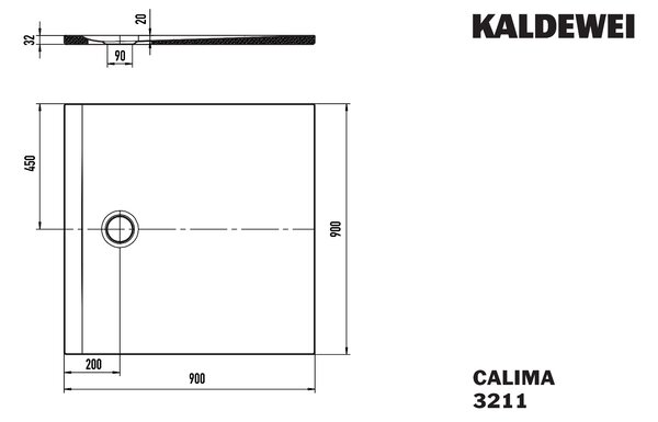 Kaldewei Calima - Sprchová vanička 900x900 mm, SolidLite, Invisible Grip, alpská biela 321111111001