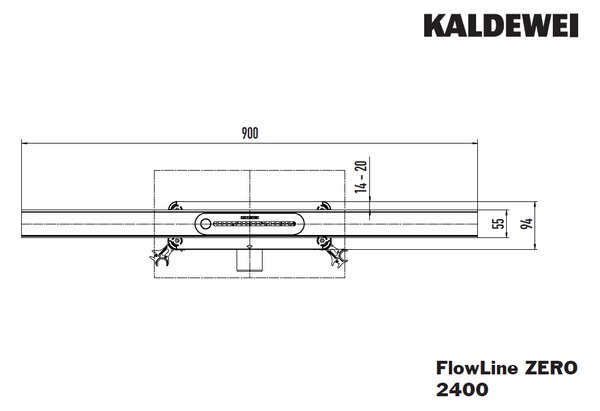 Kaldewei FlowLine Zero - Sprchový rošt 900 mm, Click’n Clean, kartáčovaný nerez 940000010930