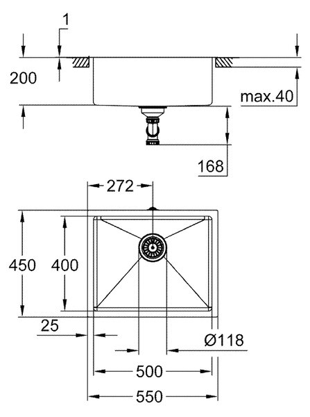 GROHE K700U - Nerezový kuchynský drez, kartáčovaná nerezová oceľ 31574SD1