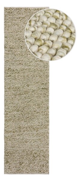 Kaki ručne tkaný behúň s prímesou vlny 60x230 cm Minerals – Flair Rugs